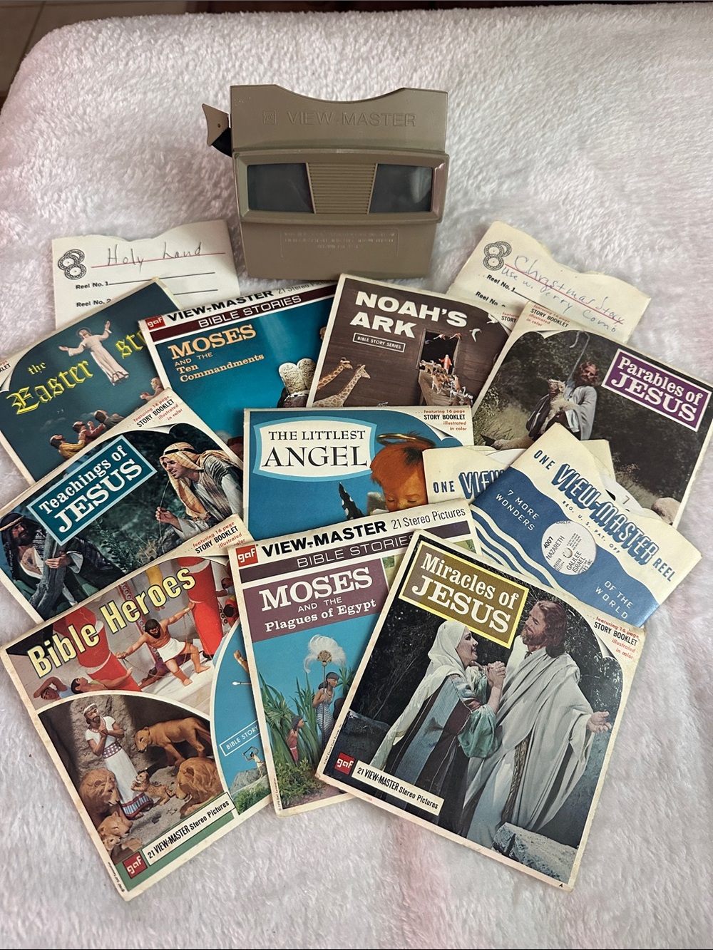 Vintage View-Master 3D Viewer Large Lot Reels Bible Heros Jesus Moses Noahs Ark